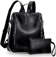 🎒 mu-btina convertible women's backpack purse - pu leather rucksack with rivets, zipper pocket, and wristlet logo