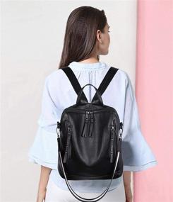 img 3 attached to 🎒 MU-Btina Convertible Women's Backpack Purse - PU Leather Rucksack with Rivets, Zipper Pocket, and Wristlet
