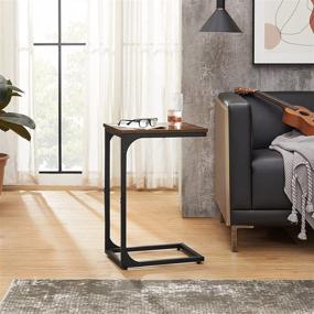 img 2 attached to 🏞️ VASAGLE Slim End Table, Sofa Side Table, C-Shaped Snack Table, TV Tray Table with Metal Frame, Industrial Design, for Living Room, Bedroom, Rustic Brown and Black Finish – ULET350B01