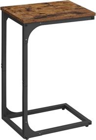 img 4 attached to 🏞️ VASAGLE Slim End Table, Sofa Side Table, C-Shaped Snack Table, TV Tray Table with Metal Frame, Industrial Design, for Living Room, Bedroom, Rustic Brown and Black Finish – ULET350B01