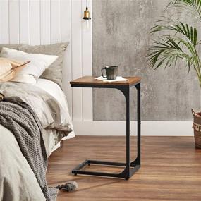 img 1 attached to 🏞️ VASAGLE Slim End Table, Sofa Side Table, C-Shaped Snack Table, TV Tray Table with Metal Frame, Industrial Design, for Living Room, Bedroom, Rustic Brown and Black Finish – ULET350B01