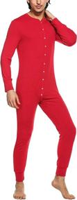 img 2 attached to 👕 Hotouch Men's Thermal Union Suit Button Down Pajamas - Long One Piece Pajama Set, Sizes S-XXL