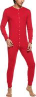 👕 hotouch men's thermal union suit button down pajamas - long one piece pajama set, sizes s-xxl logo