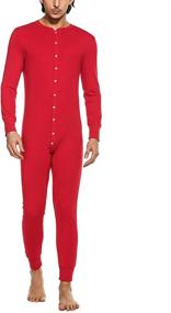 img 3 attached to 👕 Hotouch Men's Thermal Union Suit Button Down Pajamas - Long One Piece Pajama Set, Sizes S-XXL