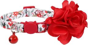 img 4 attached to 🎄 BoomBone Christmas Cat Collar Flower, Breakaway Collars with Charms for Puppies - Pet Xmas Accessories