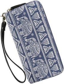 img 4 attached to 👜 Bohemian Zipper Phone Wristlet Wallet Purse for Women with Handle - Stylish Wallet Clutch