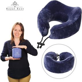img 1 attached to 🌟 Optimal Travel Comfort Set: Royal Rest Memory Foam Travel Pillow Kit with Sleep Mask, Earplugs, Carry Bag, and Velour Cover
