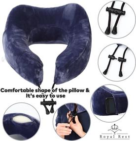 img 2 attached to 🌟 Optimal Travel Comfort Set: Royal Rest Memory Foam Travel Pillow Kit with Sleep Mask, Earplugs, Carry Bag, and Velour Cover