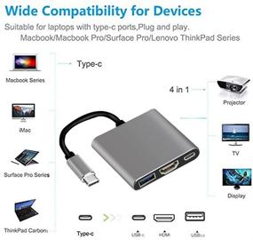 img 3 attached to 🔌 Адаптер Qidoou USB C to HDMI, выход HDMI 4K с портом USB 3.0 и портом для зарядки USB-C - совместим с Chromebook, MacBook, iMac, Samsung, проектором, монитором (серый)