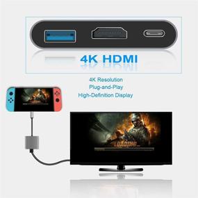 img 1 attached to 🔌 Адаптер Qidoou USB C to HDMI, выход HDMI 4K с портом USB 3.0 и портом для зарядки USB-C - совместим с Chromebook, MacBook, iMac, Samsung, проектором, монитором (серый)