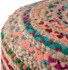 img 1 attached to 🪑 SimpliHome Margo Round Pouf, Hand Braided Jute Upholstered Footstool, Multi Color, Ideal for Living Room, Bedroom, Kids Room, Boho, Contemporary, Modern Décor