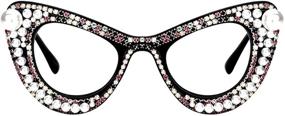 img 4 attached to 👓 Очки Voogueme Diamonds Cat Eye с блокировкой синего света для женщин с крупной оправой - защита от УФ-излучения и противодействие усталости глаз