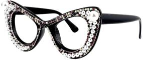 img 3 attached to 👓 Очки Voogueme Diamonds Cat Eye с блокировкой синего света для женщин с крупной оправой - защита от УФ-излучения и противодействие усталости глаз