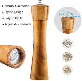 img 3 attached to 🧂 Noryee Wooden Salt and Pepper Grinder Mill - Manual Refillable Shakers with Adjustable Coarseness - 8.5 Inch (1 Pack)