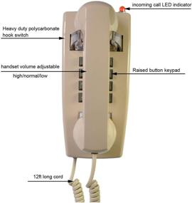 img 3 attached to 📞 TelPal Corded Wall Phone - Analog Landline Telephone with Cord, Vintage Wall Mounted Telephones for Home or Office, Loud Traditional Ringer and Handset Volume Control - Requires Wall Mount Jack