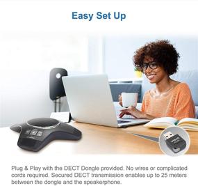 img 3 attached to 🔊 VTech VCS855 Wireless Conference Speakerphone with DECT USB Dongle for Home Office: Secured HD Voice, Full Duplex, 25M Range, Portable (Optional Rechargeable Battery), Ideal for up to 8 People