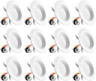 💡 luxrite 4-inch led recessed lights, 10w, 4000k cool white, 750 lumens, retrofit can lights 60w equivalent, ic rated, baffle trim, energy star, dob, etl & damp rated - pack of 12 logo