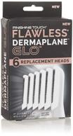 finishing touch flawless dermaplane glo facial exfoliator replacement heads, 6-pack - tool not included, white logo