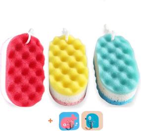 img 1 attached to 🛀 Bundle of 3 Exfoliating Natural Sea Sponge Foam Bath Shower Sponges for Men and Women (Extra Large Size)