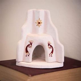 img 2 attached to 🔥 Santa Fe Incense - Southwest Style Corner Fireplace with Hand Painted Kokopelli in Spanish Red and Gold Accents - Natural Wood Incense Burner, Includes 40 Piñon Incense Bricks