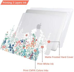 img 2 attached to 🌸 CiSoo Floral Frosted Hard Case Shell Cover for New MacBook Pro 13 Inch 2016-2019 Release Model A1706 A1989 A2159 with Touch Bar, Plastic Hard Case with Keyboard Cover & Screen Protector