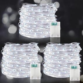 img 4 attached to 🎄 TURNMEON 3 Pack Christmas Lights: 150LED/49.2Ft Fairy Lights with Timer, Battery Operated, Cool White – Indoor/Outdoor Xmas Tree & Home Decorations