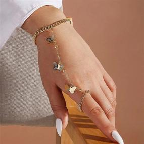 img 1 attached to 🦋 Boho Vintage Hand Harness: CSIYANJRY99 Finger Ring Bracelet with Dainty Butterfly Moon Star Design - Stylish Slave Chain Charm Jewelry for Women and Girls