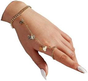 img 3 attached to 🦋 Boho Vintage Hand Harness: CSIYANJRY99 Finger Ring Bracelet with Dainty Butterfly Moon Star Design - Stylish Slave Chain Charm Jewelry for Women and Girls