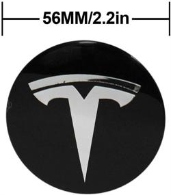 img 1 attached to 🔩 Черная наклейка для центральной крышки колеса Tesla 4x2.22 дюйма. Эмблема из ABS-пластика с логотипом автомобиля для продажи автомобилей CarsalesDamai.