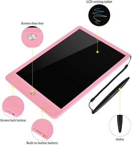 img 1 attached to 🎨 GRINETH 10-inch LCD Writing Tablet – Colorful Doodle Board for Educational Fun – Erasable Doodle Pad – Perfect Gifts for Boys and Girls (Pink)