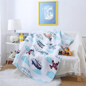 img 3 attached to 🛩️ Colorful House Airplane Plane Quilt Bedspread for Boys and Girls - 43" X 51