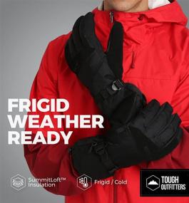 img 1 attached to 🧤 Stay Warm and Protected with Ski & Snow Gloves - Unisex Waterproof Winter Gloves for Cold Weather Skiing and Snowboarding - Wrist Leashes, Nylon Shell, Thermal Insulation, Synthetic Leather Palm