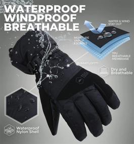 img 2 attached to 🧤 Stay Warm and Protected with Ski & Snow Gloves - Unisex Waterproof Winter Gloves for Cold Weather Skiing and Snowboarding - Wrist Leashes, Nylon Shell, Thermal Insulation, Synthetic Leather Palm