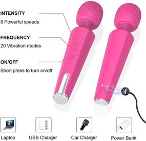 img 3 attached to 💦 Portable Waterproof Rechargeable Mini Wand Massager - Wireless Handheld Personal Massager with 8 Powerful Speeds and 20 Vibration Patterns (Pink)