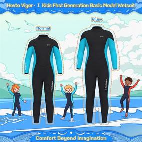 img 2 attached to 👧 Hevto Kids and Youth 3mm Neoprene Full Suits - Long Sleeve Surfing, Swimming, and Diving Swimsuits - Back Zip Closure - Keep Warm for Water Sports