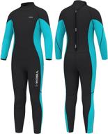 👧 hevto kids and youth 3mm neoprene full suits - long sleeve surfing, swimming, and diving swimsuits - back zip closure - keep warm for water sports logo