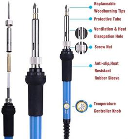 img 3 attached to 🔥 Wood Burning Kit - 128Pcs Professional Tool Set with Soldering Iron, Adjustable Temperature Pyrography Pen for Embossing, Carving, and Soldering Tips - Creative Woodburning Tool