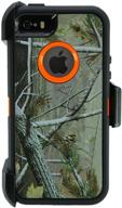 🐢 wallskin turtle series belt-clip cases for iphone 5s / 5 / se (2016), 3-layer full body with screen protector, lifetime protective cover with holster, kickstand, shock and dust proof - camouflage/orange logo