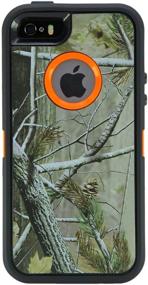 img 2 attached to 🐢 WallSkiN Turtle Series Belt-Clip Cases for iPhone 5S / 5 / SE (2016), 3-Layer Full Body with Screen Protector, Lifetime Protective Cover with Holster, Kickstand, Shock and Dust Proof - Camouflage/Orange