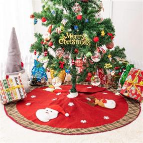 img 2 attached to 48" Double Layer Linen Burlap Christmas Tree Skirt: Reindeer, Santa, and Snowman Pattern - Christmas Party Holiday Winter Decoration