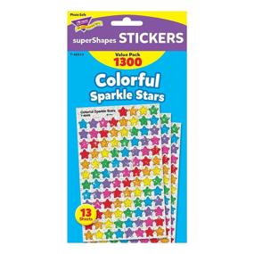 img 1 attached to 🌟 Trend Enterprises Sparkle Stars Stickers - Set of 1,300 - Red, Blue, Gold, Silver - 1/4 to 1/2 inches size