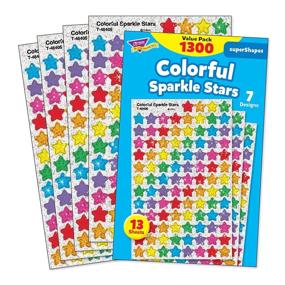 img 2 attached to 🌟 Trend Enterprises Sparkle Stars Stickers - Set of 1,300 - Red, Blue, Gold, Silver - 1/4 to 1/2 inches size