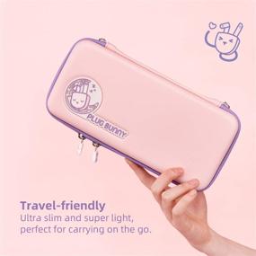 img 1 attached to 🐰 Geekshare Cute Plug Bunny Case: Slim Portable Travel Case for Nintendo Switch/Switch OLED Console & Accessories with Removable Wrist Strap