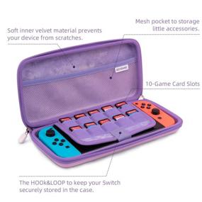 img 3 attached to 🐰 Geekshare Cute Plug Bunny Case: Slim Portable Travel Case for Nintendo Switch/Switch OLED Console & Accessories with Removable Wrist Strap