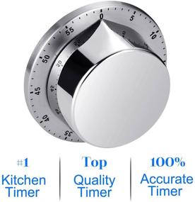 img 2 attached to ⏰ Stylish Stainless Steel Kitchen Timer with Loud Alarm - Mechanical, Magnetic Backing, No Batteries needed