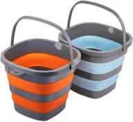 2-pack foldable plastic buckets with 2.6 gallon (10l) capacity each - ideal rectangular tub for home cleaning, compact outdoor water pot for gardening or camping, portable fishing water pail - space-saving solution logo