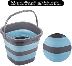 img 1 attached to 2-Pack Foldable Plastic Buckets with 2.6 Gallon (10L) Capacity Each - Ideal Rectangular Tub for Home Cleaning, Compact Outdoor Water Pot for Gardening or Camping, Portable Fishing Water Pail - Space-Saving Solution