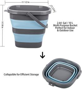 img 3 attached to 2-Pack Foldable Plastic Buckets with 2.6 Gallon (10L) Capacity Each - Ideal Rectangular Tub for Home Cleaning, Compact Outdoor Water Pot for Gardening or Camping, Portable Fishing Water Pail - Space-Saving Solution