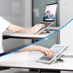 img 1 attached to 📱 JARLINK Adjustable Laptop Stand: Foldable Aluminum Riser for MacBook Air/Pro & Dell (up to 15.6 inches) - Ergonomic Design - Upgraded Silver