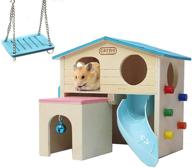 deluxe two-layer wooden hamster house hideout with slide, climbing ladder, play toys, and chews - ideal for dwarf hamsters and mice (2 pcs) логотип